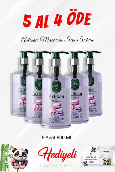 Eyüp Sabri Tuncer Artisan 600 ml Macaron Liquid Soap Buy 5 Pay 4 and Rosie Cotton