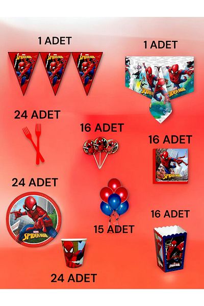 VibeHome 24 Person Spiderman Themed XL Package - Birthday Party and Fun Events