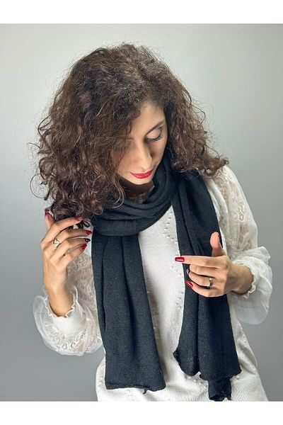 Gönülden Tasarım Eșarfă unisex din bumbac negru pentru gât 190X60 CM
