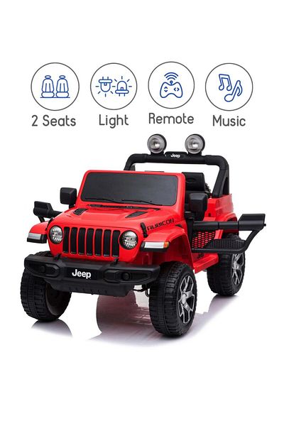 Fab N Funky سيارة جيب مرخصة للركوب مع جهاز تحكم عن بعد وموسيقى وإضاءة LED، تعمل بالبطارية، لون أحمر