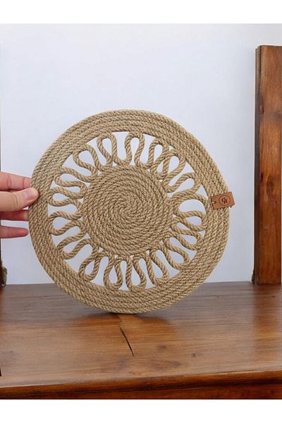 CollessiaHome Handmade Organic Jute Trivet Wicker Rope Trivet Teapot / Pot Mat - 23 cm - 2 Pcs