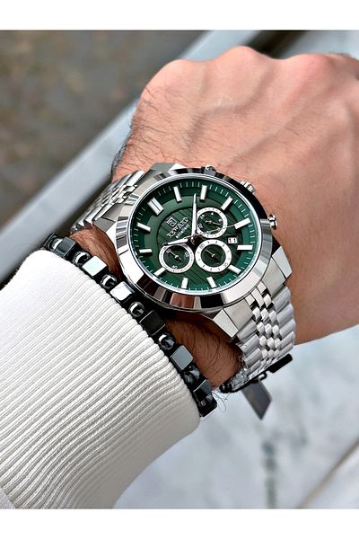 Reward Silver Color Case Cord Steel Business Sport Men's Wrist Watch+Bracelet