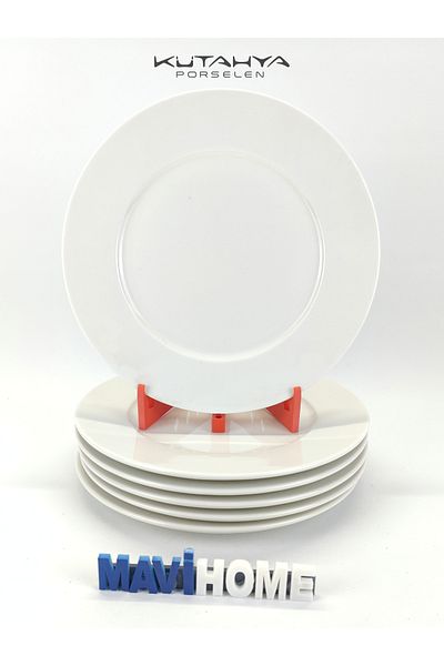 Kütahya Porselen 25 cm Cream Porcelain Serving Plate - Set of 6
