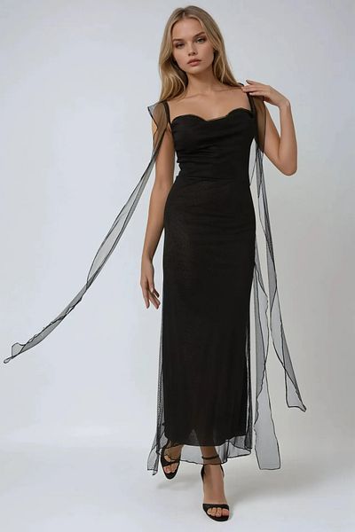 Hiccup Φόρεμα με βολάν με γιακά από τούλι Bodycon Maxi
