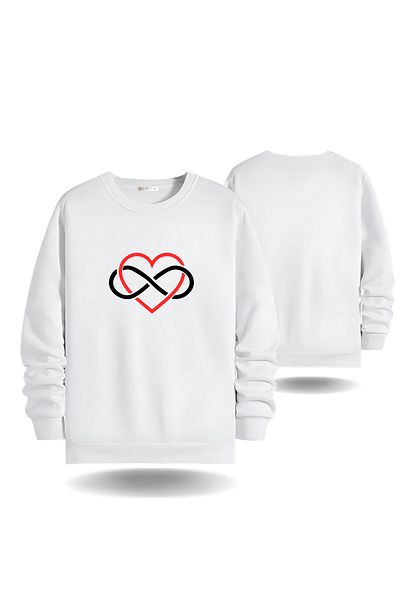 Gölge Store Ανδρικό γυναικείο φούτερ Slimfit Forever Heart Valentine Crew Neck 6008