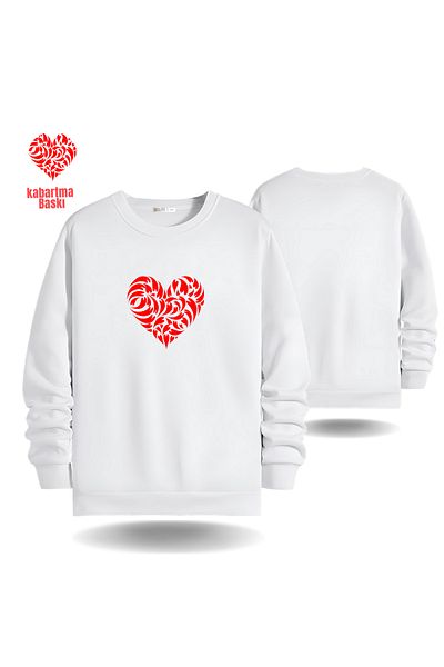 Gölge Store Little Hearts Valentine Crew Neck Ανδρικό γυναικείο φούτερ Slimfit 6012
