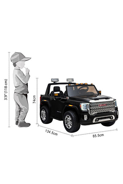 Babyhug سيارة ركوب تعمل بالبطارية مرخصة من GMC مع جهاز تحكم عن بعد للوالدين لمدة 3 سنوات فما فوق - أسود