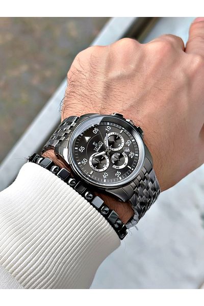 Reward Men's Wrist Watch - Smoke Color, Minute Display, Steel Case Cord + Bracelet Gift
