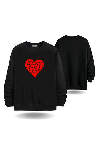 Gölge Store Суитшърт с кръгло деколте за Свети Валентин, мъжки/дамски, с прилепнал крой, малки сърца, 6010