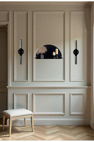 Decoramo Home 2 Adet Modern duvar apliği salon aplik antre aplik büro aplik krom aplik siyah krom aplik