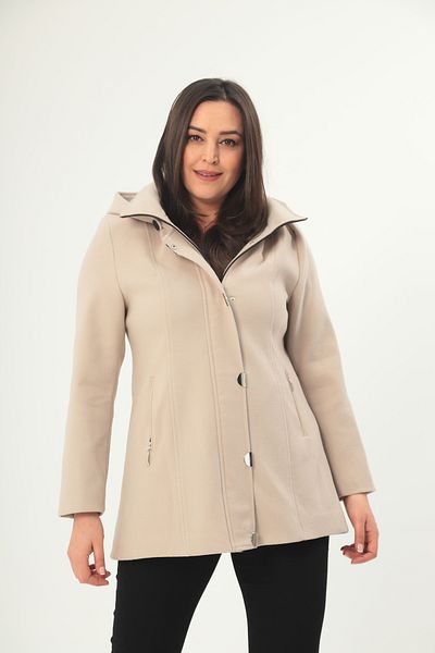 Mezure Hooded Pocket Cashew Coat with Snap Fastener Large Size
