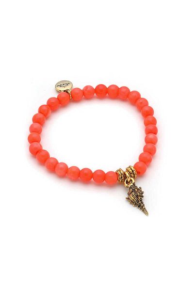 Mon Reve Pink Coral and Natural Stone Detailed Oriel Charm Bracelet