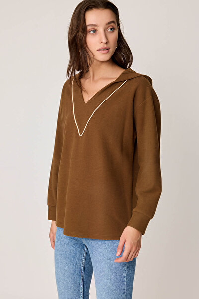 Vitrin Плетен суичър с качулка и V-образно деколте