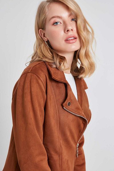 Vitrin Μπουφάν Biker Faux Suede γιακά πεταλούδας