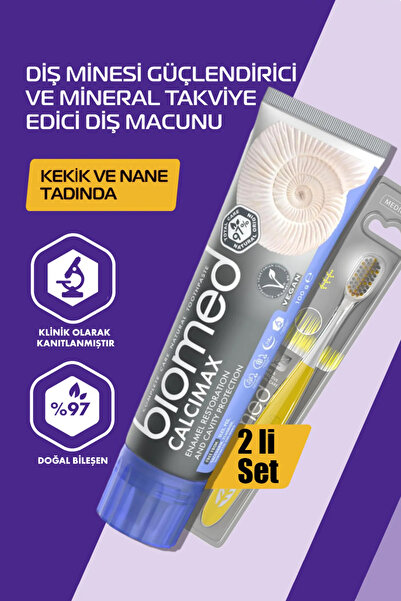 Biomed Calcimax Diş Macunu Ve Silver Diş Fırçası 2li Set ( Doğal Bitkisel Vegan Florürsüz )