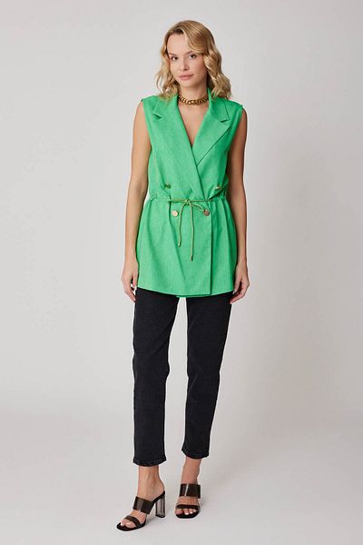 Vitrin Tie Waist Gold Button Detailed Vest