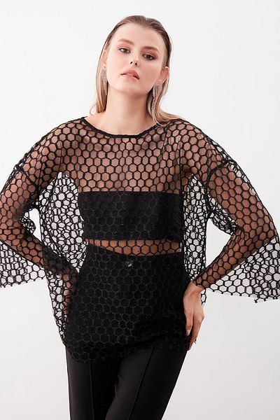 Vitrin Transparente Bluse mit Wabenmuster