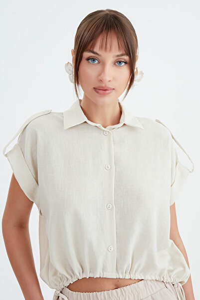 Vitrin Viscose Linen Shirt - Drawstring Waist Design