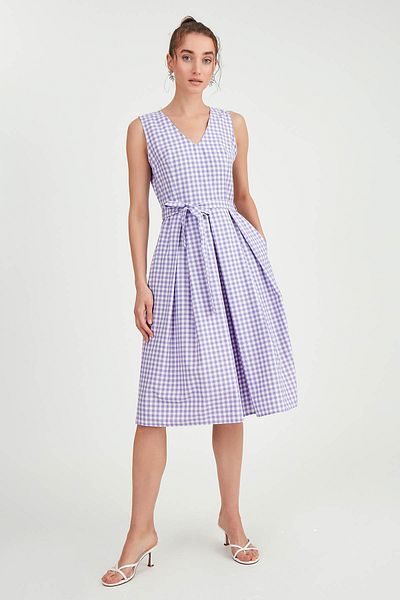 Vitrin Φόρεμα Gingham με σχέδιο - Λεπτομέρεια ζώνης μέσης