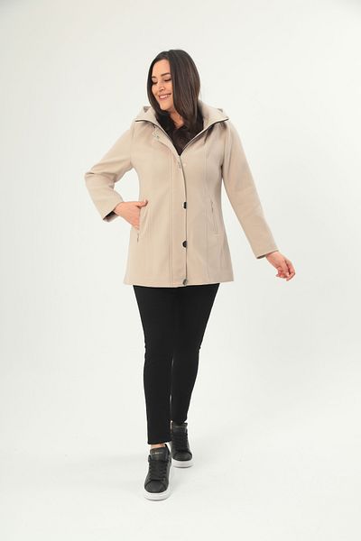 Mezure Hooded Pocket Cashew Coat with Snap Fastener Large Size