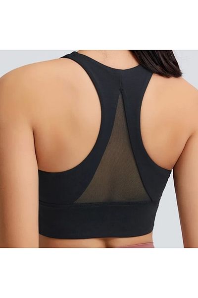 LUSEL Back Triangle Tulle Detailed Sponge Sports Bustier Sports Bra