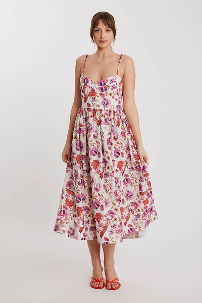 Vitrin Rope Strap Backless Floral Dress