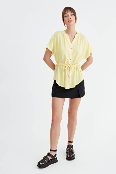 Vitrin Viscose Linen Blouse - Gathered Front Design