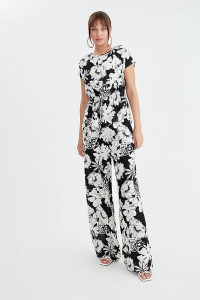 Vitrin Floral Patterned Loose Trousers - Elastic Waist