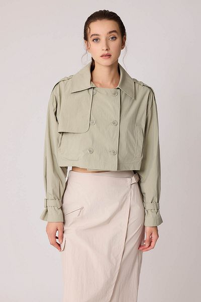 Vitrin Lined Front Buttoned Crop Trench Coat