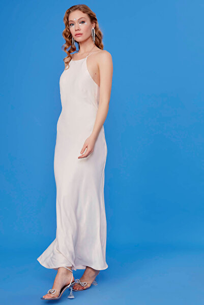 Vitrin İp Askılı Saten Elbise