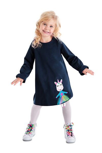 Denokids Lilycorn Marineblau - Tüllkleid für Mädchen, elastische Ärmel