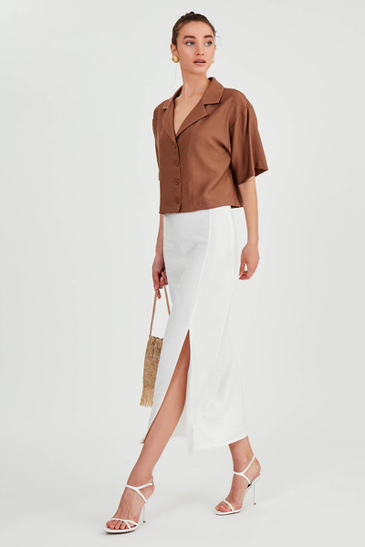 Vitrin Midi Skirt with Front Slit