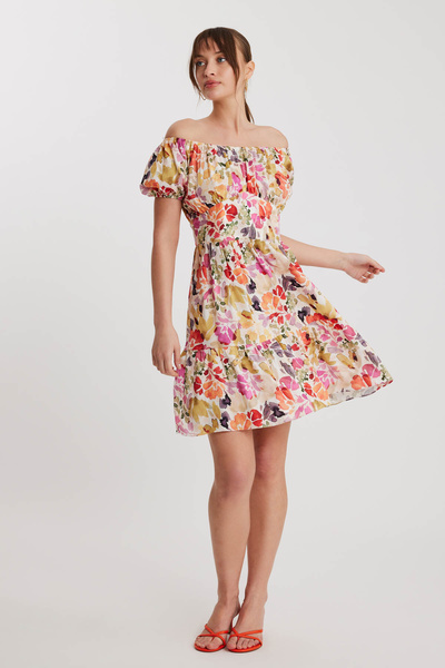 Vitrin Boat Neck Floral Dress