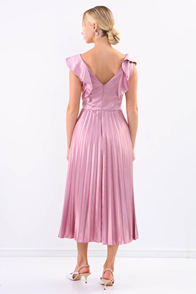 Vitrin Φόρεμα από σατέν πλισέ φούστα με μανίκια