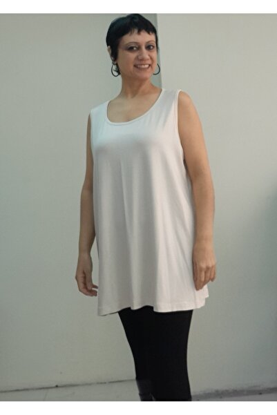 Mertcan Butik Μπλουζάκι από χτενισμένο βισκόζη με κρεμ (μπεζ) χοντρό λουράκι