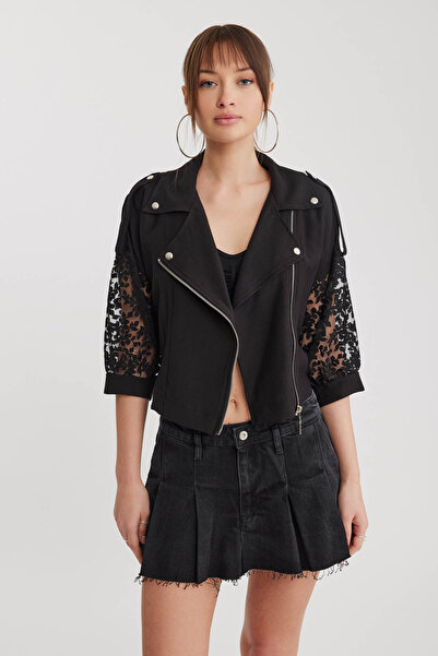 Vitrin Яке с цип, ръкави от тюл и детайл от еполет