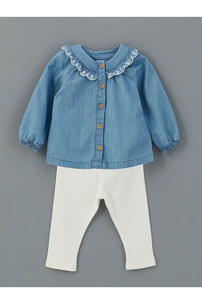 LC Waikiki Lcw Baby Indigo Crew Neck Baby Girl Shirt & Leggings 2Pcs