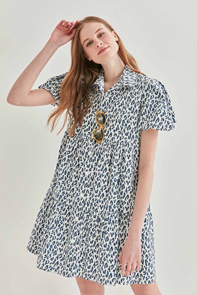 Vitrin Leopard Pattern Front Buttoned Wide Cut Dress