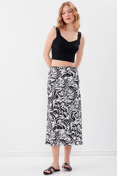 Vitrin Fustă din satin de lungime midi cu model