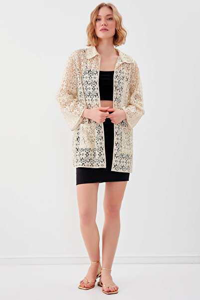 Vitrin Cardigan transparent cu model floral