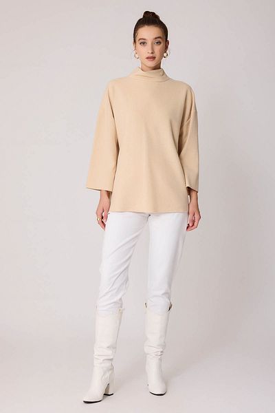 Vitrin Πλεκτή oversize μπλούζα με χαμηλό μανίκι γιακά και πλαϊνά σκισίματα