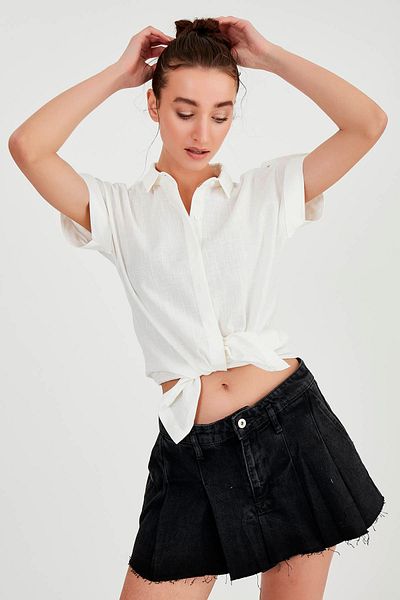 Vitrin Short Sleeve Shirt with Sleeve Detail