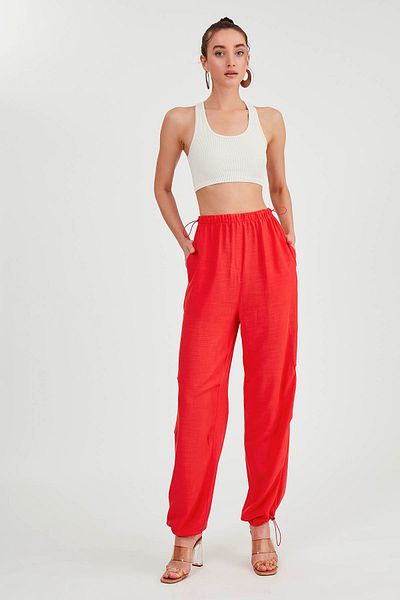 Vitrin Viscose Linen Trousers with Elastic Waist and Legs