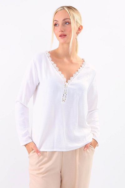 Vitrin Laced Collar Buttoned Front Blouse