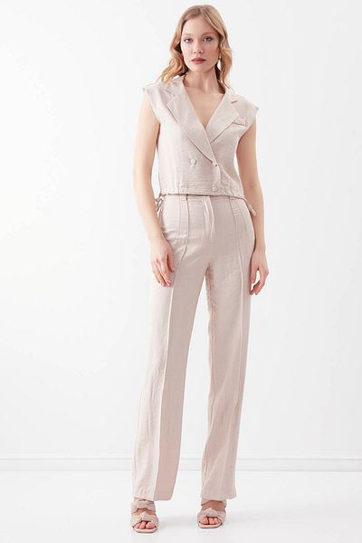 Vitrin Viscose Linen Front Seam Trousers