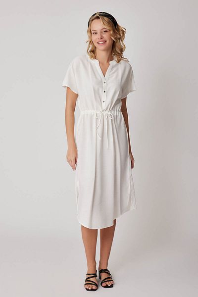 Vitrin Short Sleeve Comfortable Dress with Drawstring at the Waist