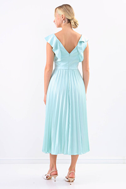 Vitrin Φόρεμα από σατέν πλισέ φούστα με μανίκια