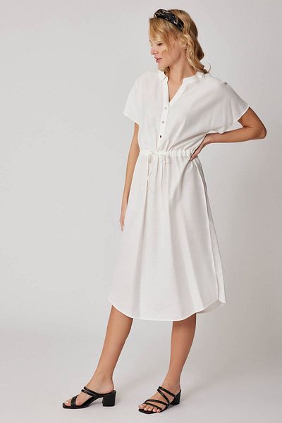Vitrin Short Sleeve Comfortable Dress with Drawstring at the Waist