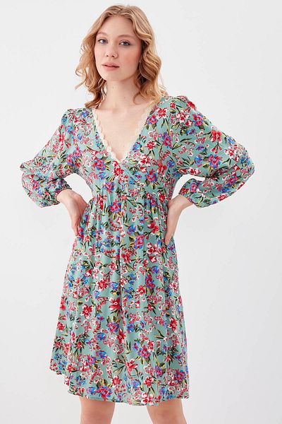 Vitrin Floral φόρεμα με λαιμόκοψη V με ελαστικά μανίκια