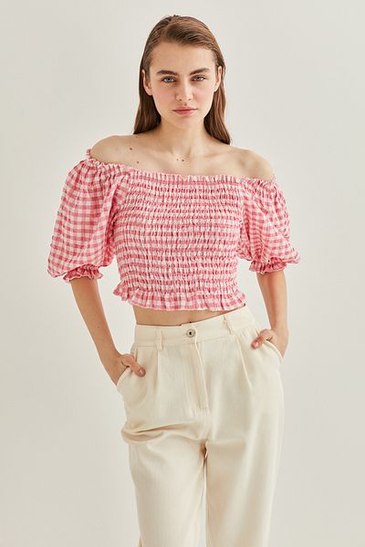 Vitrin Glitzerbluse mit Gingham-Muster